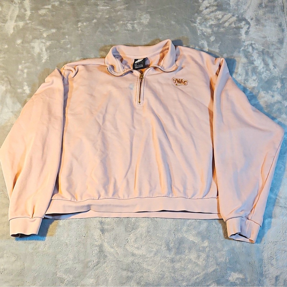 Nike Golf Pink 1/4 Zip Pullover Fleece Sweatshirt Mock Neck Mens L